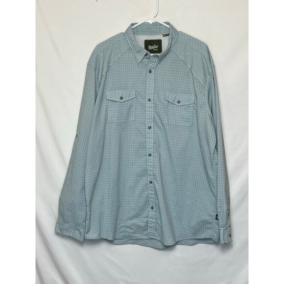 Howler Bros. Shirt Men’s XL Blue White Plaid Vented Long Sleeve Button Front - Picture 1 of 6